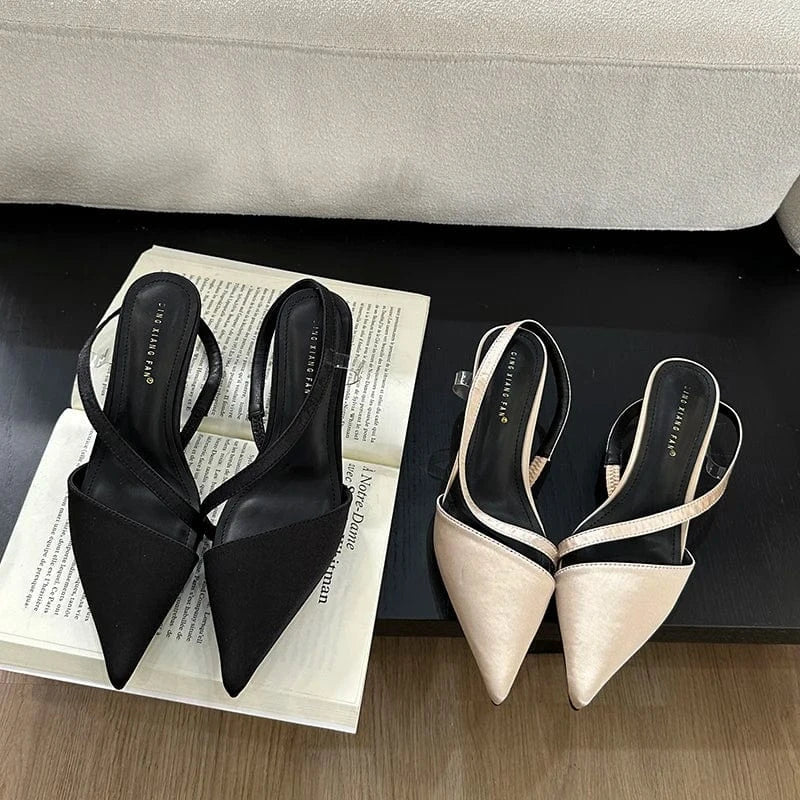 2024 New Kitten Heel Designer New Fashion Shoes Heels Talons Femmes Pointed Toe Sandals for Women