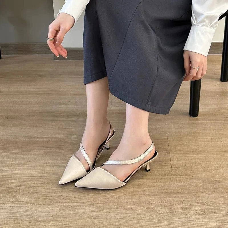 2024 New Kitten Heel Designer New Fashion Shoes Heels Talons Femmes Pointed Toe Sandals for Women