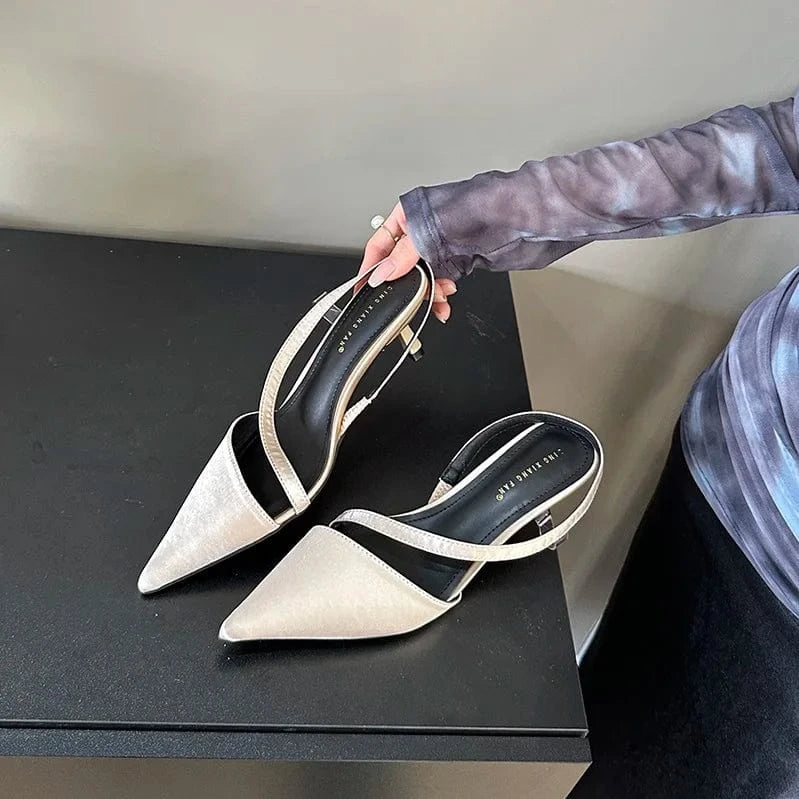 2024 New Kitten Heel Designer New Fashion Shoes Heels Talons Femmes Pointed Toe Sandals for Women