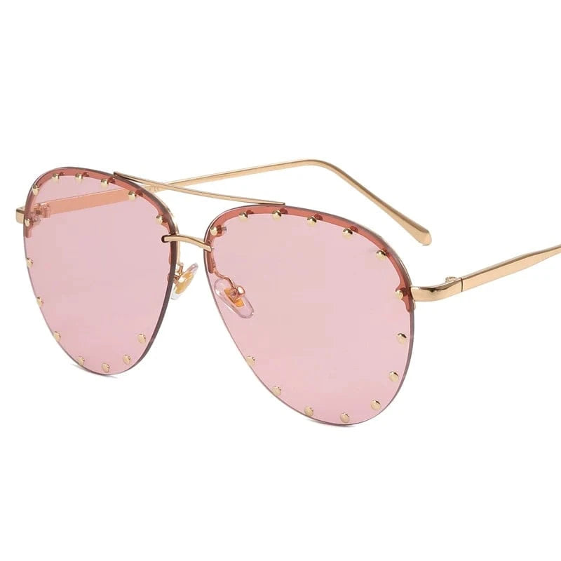 2024 New Luxury Oversized Sunglasses Vintage Round Rivet Out Sun Glasses Punk Shades Ladies Eyewear