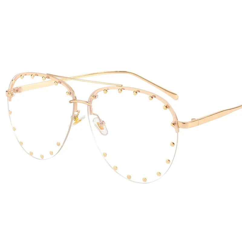 2024 New Luxury Oversized Sunglasses Vintage Round Rivet Out Sun Glasses Punk Shades Ladies Eyewear
