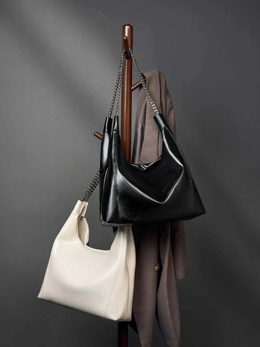 2024 New Oversized Women'S Cow Hide Leather Bucket Hobo Tote Bag Genuine Leather Shoulder Bags Large Fashion Designer Handbags