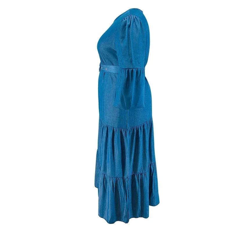2024 new oversized women's pleated skirt includes a belt with slight reflection and color changing xl-5xl women's denim dress