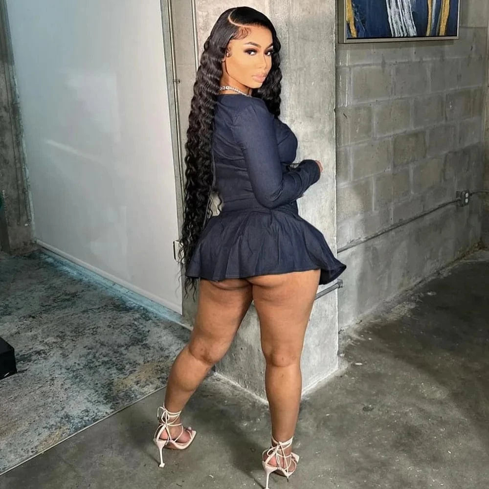 2024 New Peoduct Mini Skirt Set Womens Casual Denim Suit Stretch Denim Camisole Crop Top Two Piece Set