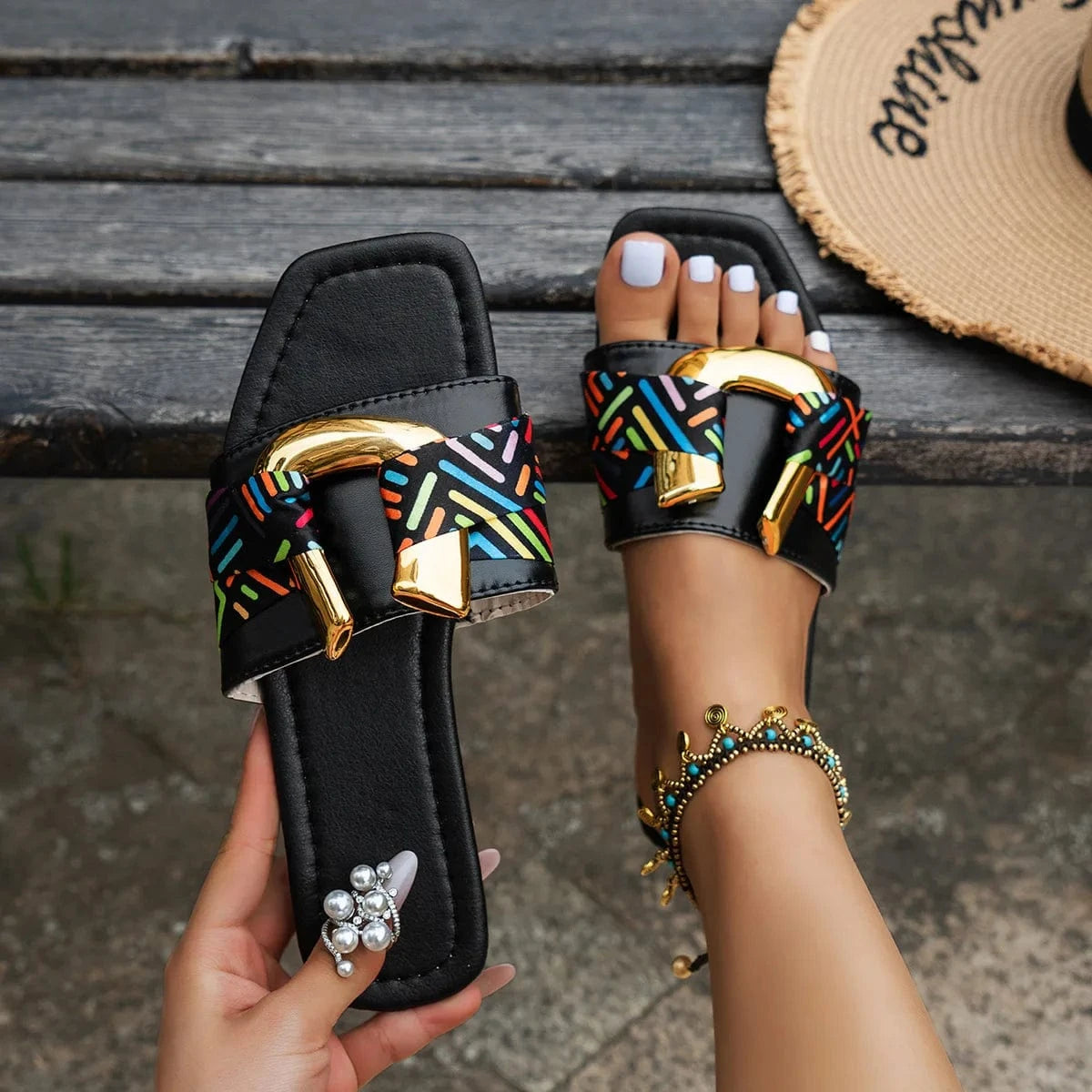 2024 New Plus Size Women Flat Slippers Head Simple Women Casual Sandals for Women PU Rubber Microfiber Summer Slippers
