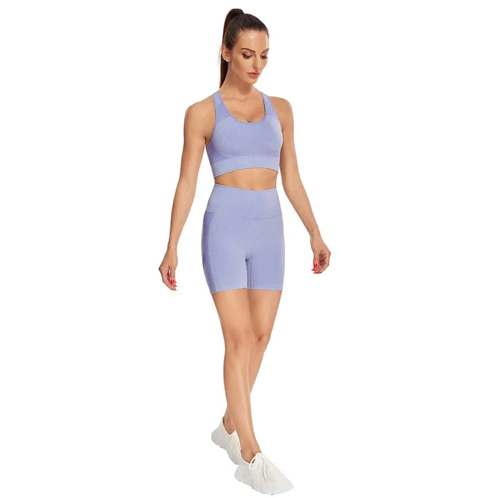 2024 new seamless knitting suit women's Sexy Sports short sleeve shorts Yoga suit