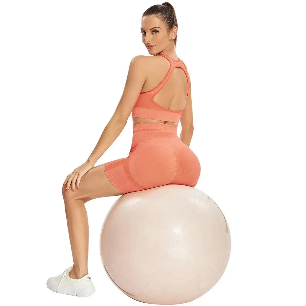 2024 new seamless knitting suit women's Sexy Sports short sleeve shorts Yoga suit