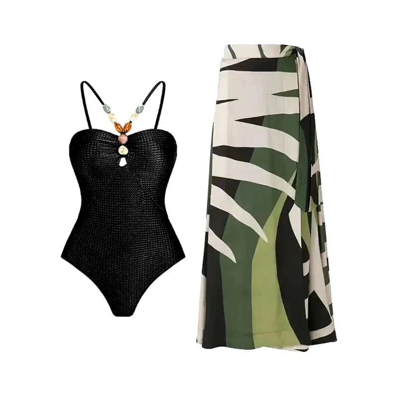 2024 New Solid halter bikini One Pieces Swimwear Bathing Suit and skirt sets for Sexy Girl Follower Bather Suit Monokini OEMlogo