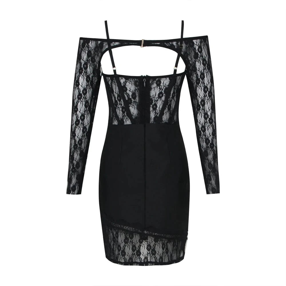 2024 New Spaghetti Strap Bandages Dress Women Sexy Lace Bodycon Clothes Club Party Evening Elegant Dress