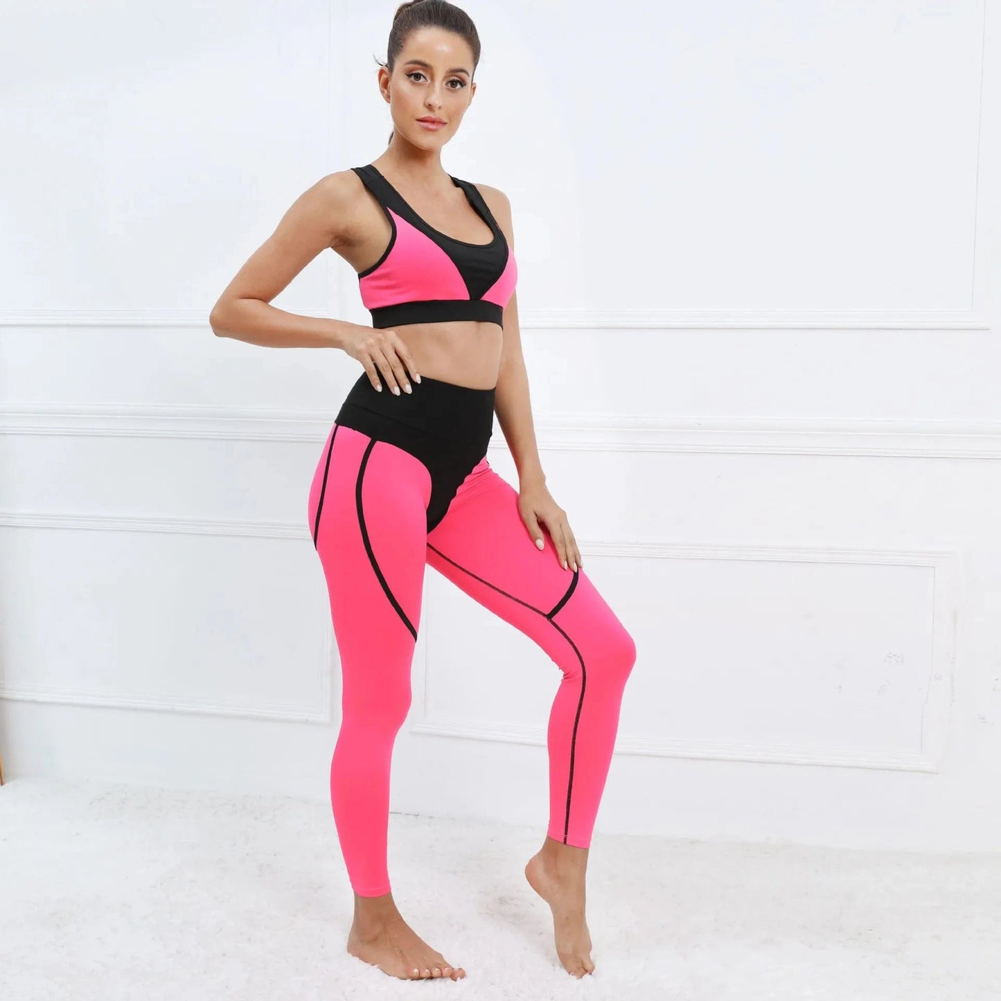 2024 new sports splicing hip fitness suit high waist hip tight quick drying Yoga suit