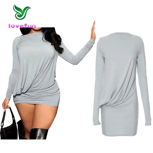 2024 New Spring Fashion Wrinkle Waist Casual Dress Solid Color Long Sleeve Dress Sexy Bodycon Mini Dresses