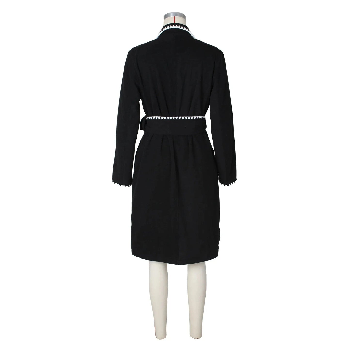 2024 New Spring Woven Lapel Long Coat Patchwork Casual Loose Windbreaker Fashion Ladies Belt Woolen Coat