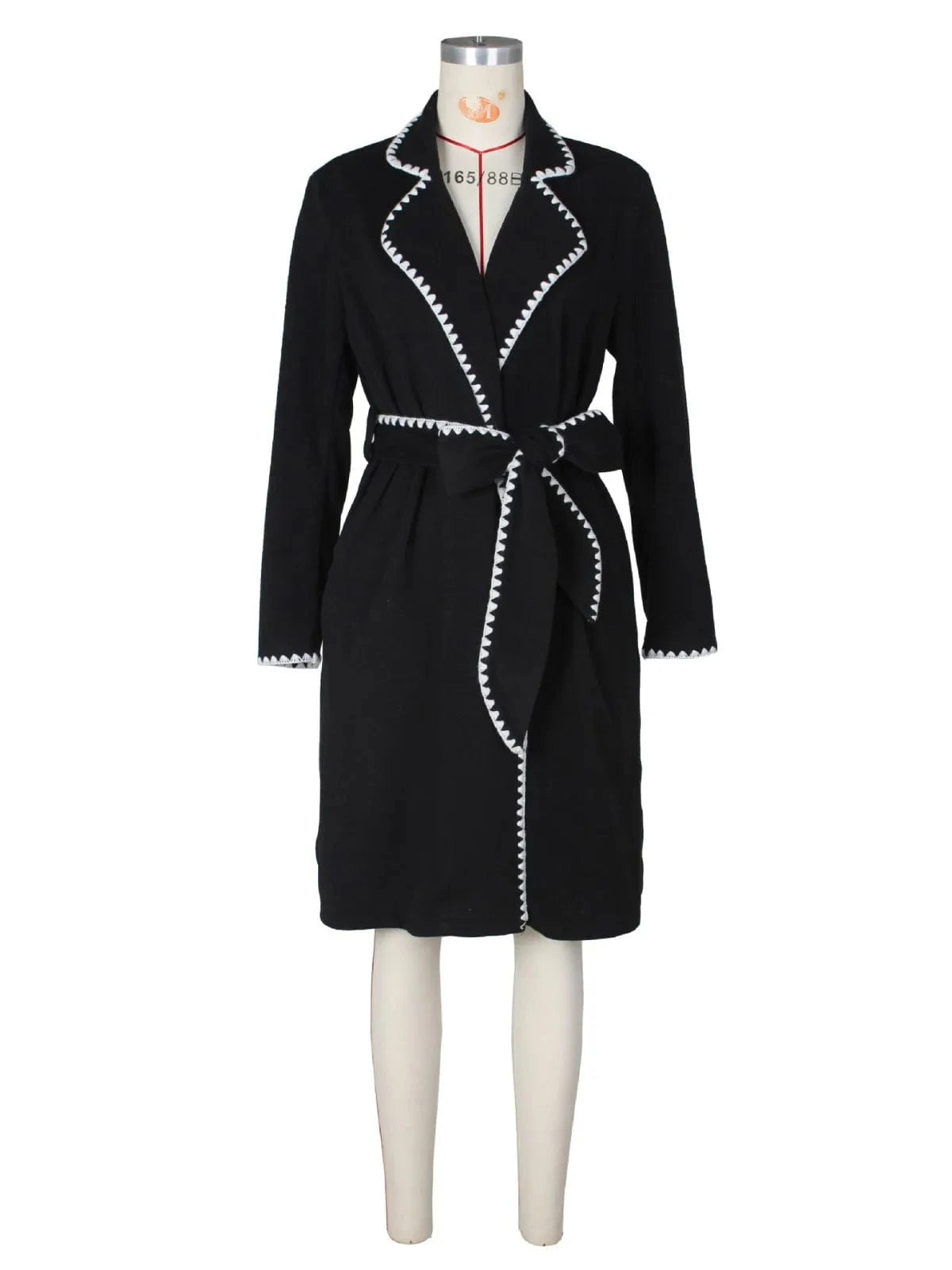 2024 New Spring Woven Lapel Long Coat Patchwork Casual Loose Windbreaker Fashion Ladies Belt Woolen Coat