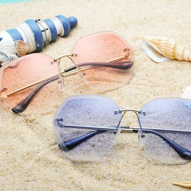 2024 New Style Custom Fashion Retro Women Sun Glasses Frameless Unique Wholesale Oversized Rimless luxury Sunglasses