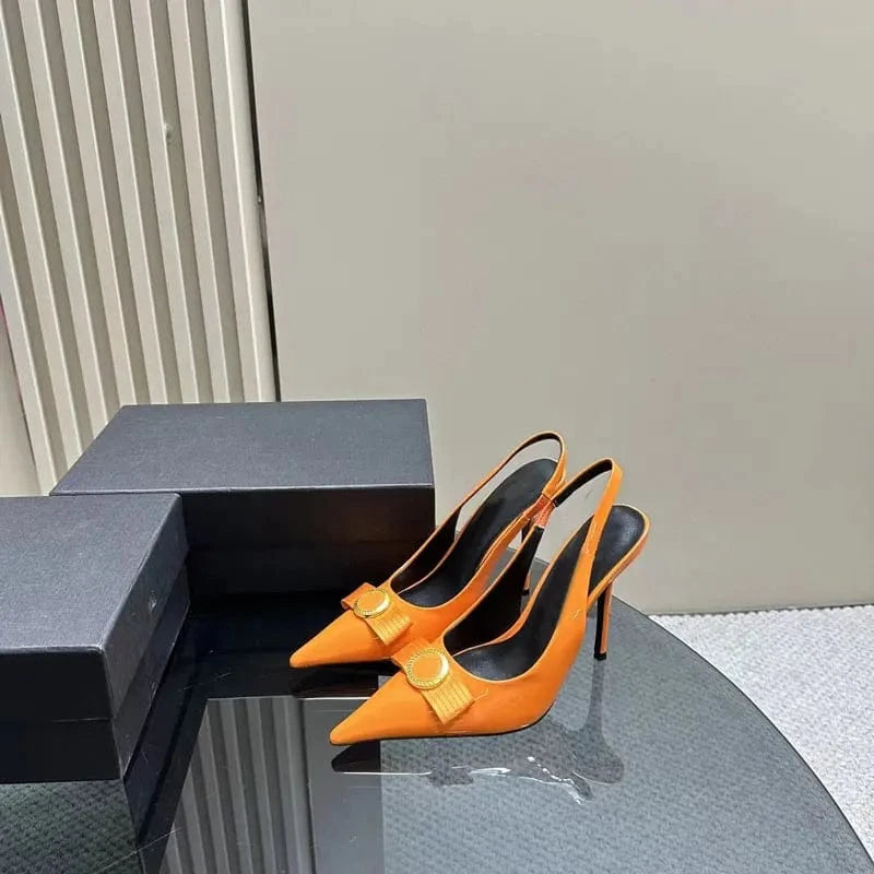 2024 new style fashion pointed toe high heels luxury brand women's sandals genuine leather designer shoes