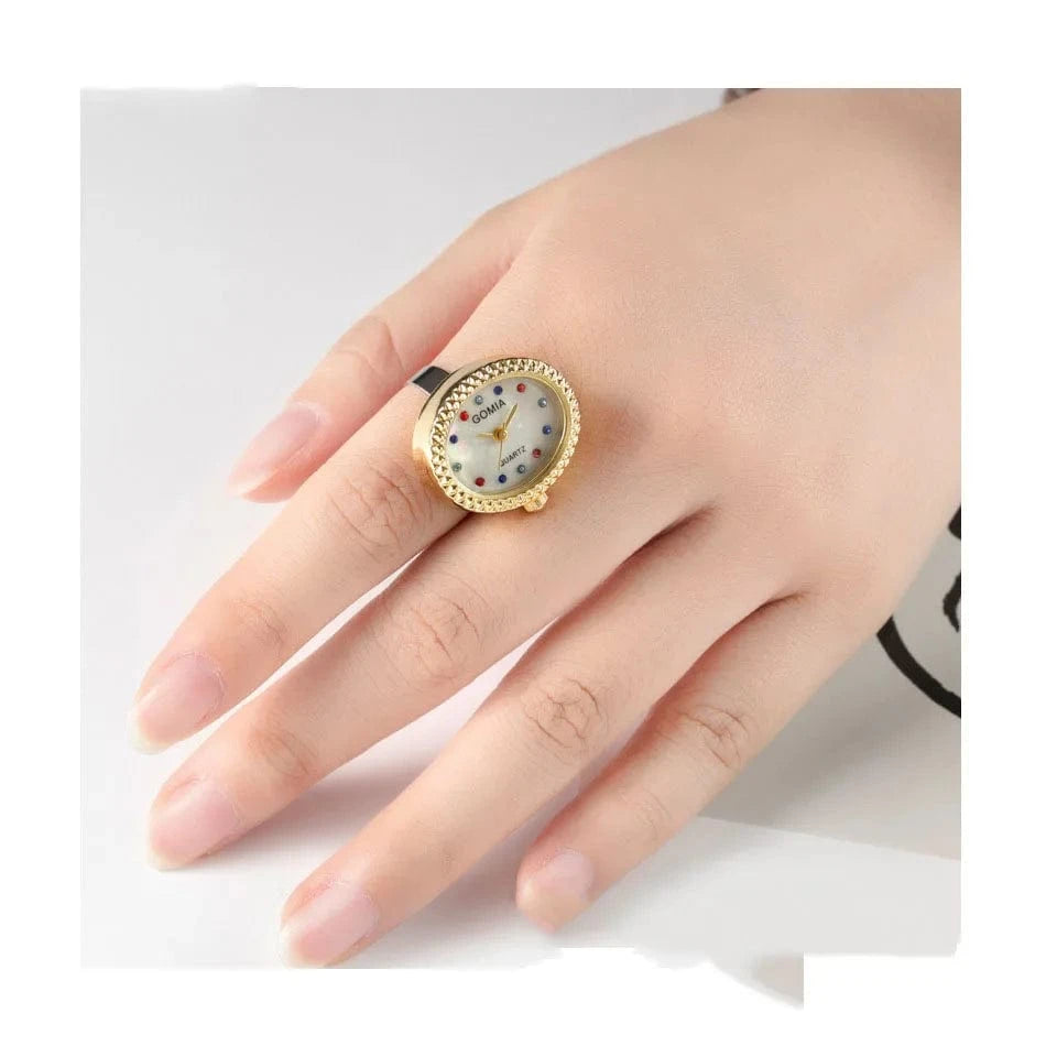 2024 New Style Women Girl's Min Finger Watch Open Ring Watches Rings Clock Colorful Crystal Quartz Watch Dropshipping