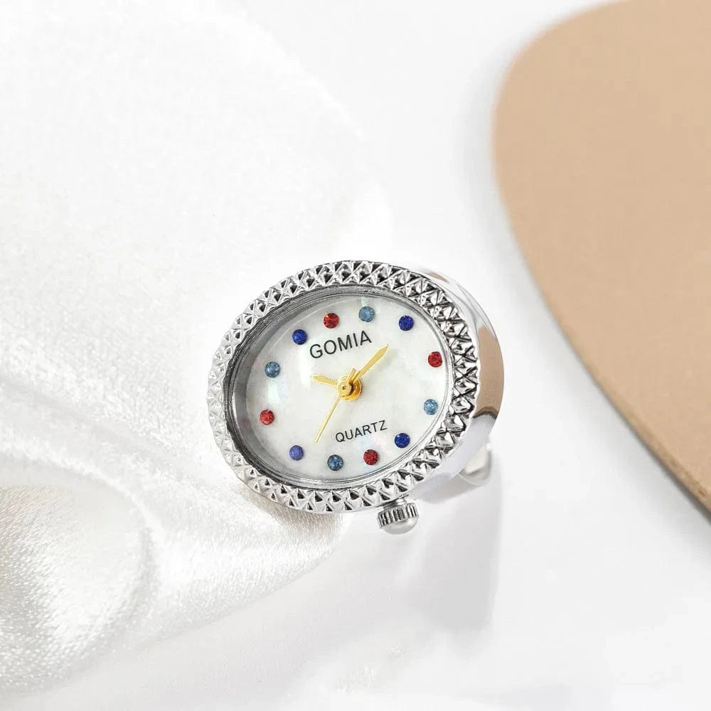 2024 New Style Women Girl's Min Finger Watch Open Ring Watches Rings Clock Colorful Crystal Quartz Watch Dropshipping