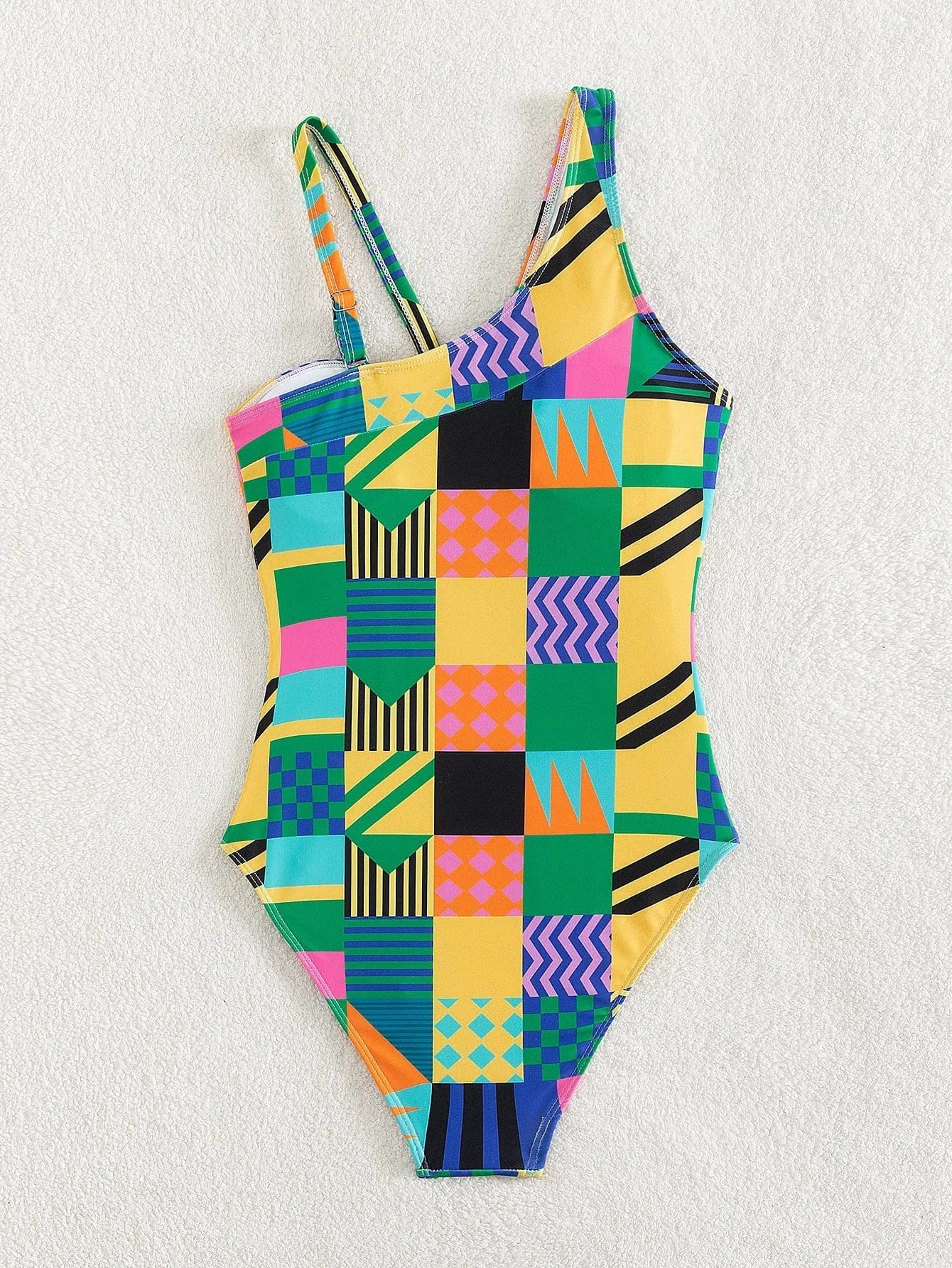 2024 New Summer Beach Beautiful Print Conservative Hollow One Piece Bikini Women Swimsuit Swimwear