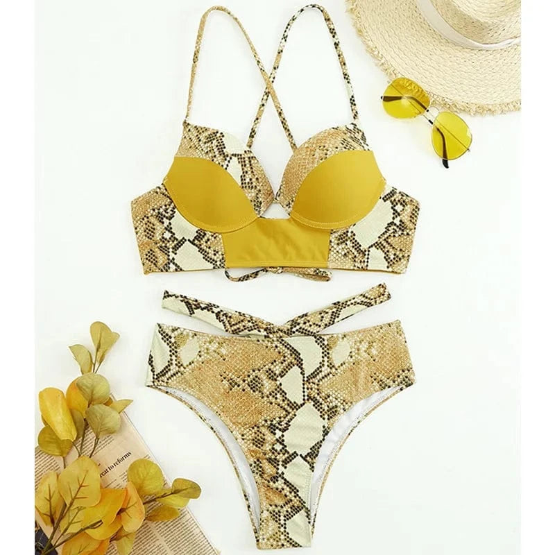 2024 New Swimsuit Women Popular Hard Cups Gather Bikini Wholesale Underwire Pure Color Brazilian Trikini Two Piece Swimwear