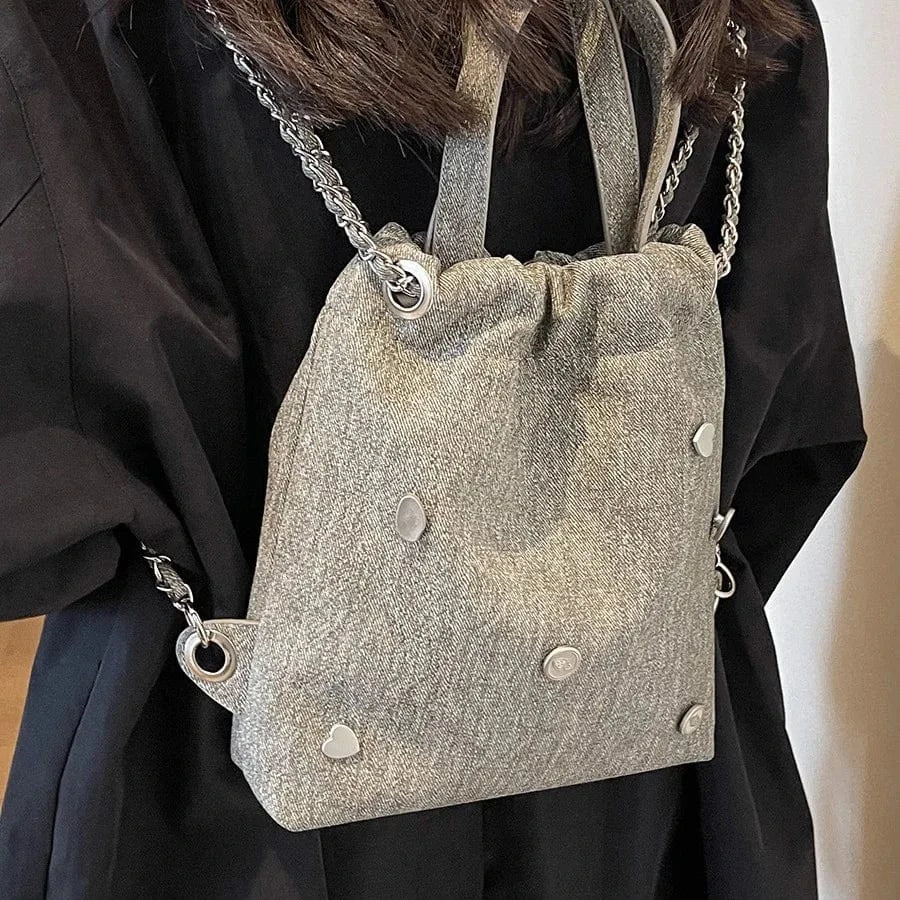 2024 New Trendy Handbag Backpack Women Fashion Handbag Denim Casual Jean Tote Bag Shopping