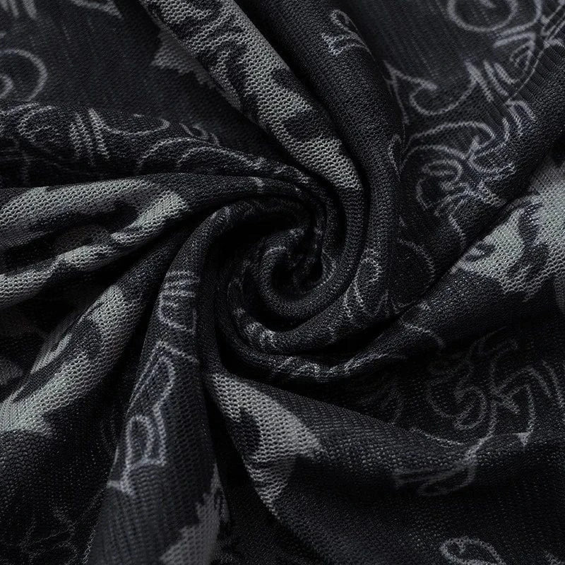 2024 New Trendy Mesh Sexy Jumpsuit Cute Heart Shape Printed Sleeveless Bodycon Rompers for Women