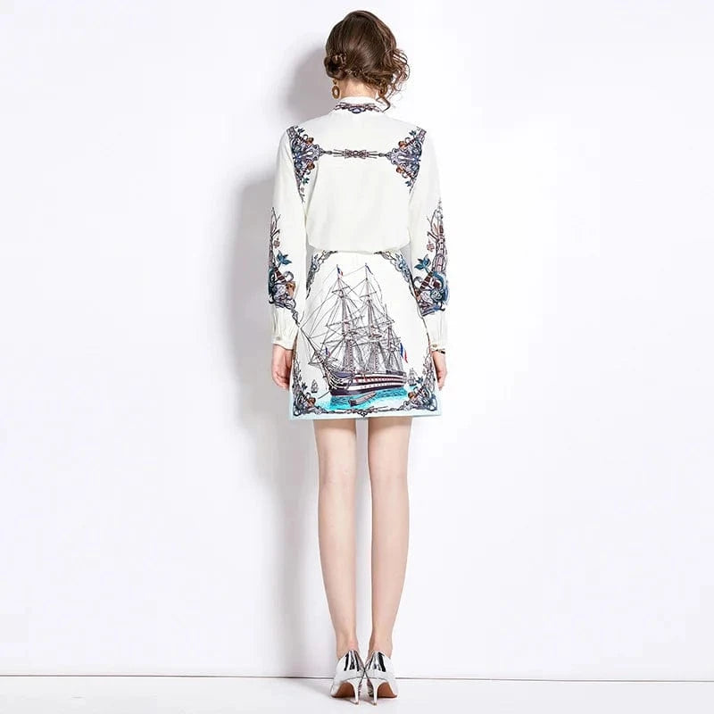 2024 New Western and High end Elegant Fashion Printed A-line Skirt Set, Two Piece OH1061078