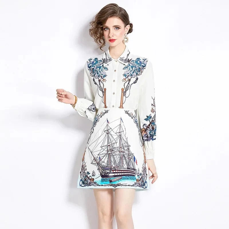 2024 New Western and High end Elegant Fashion Printed A-line Skirt Set, Two Piece OH1061078
