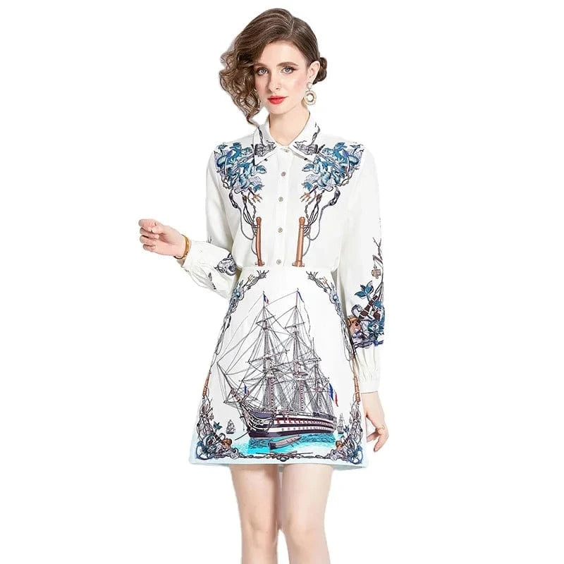 2024 New Western and High end Elegant Fashion Printed A-line Skirt Set, Two Piece OH1061078
