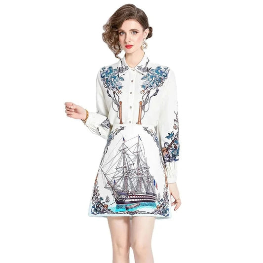 2024 New Western and High end Elegant Fashion Printed A-line Skirt Set, Two Piece OH1061078