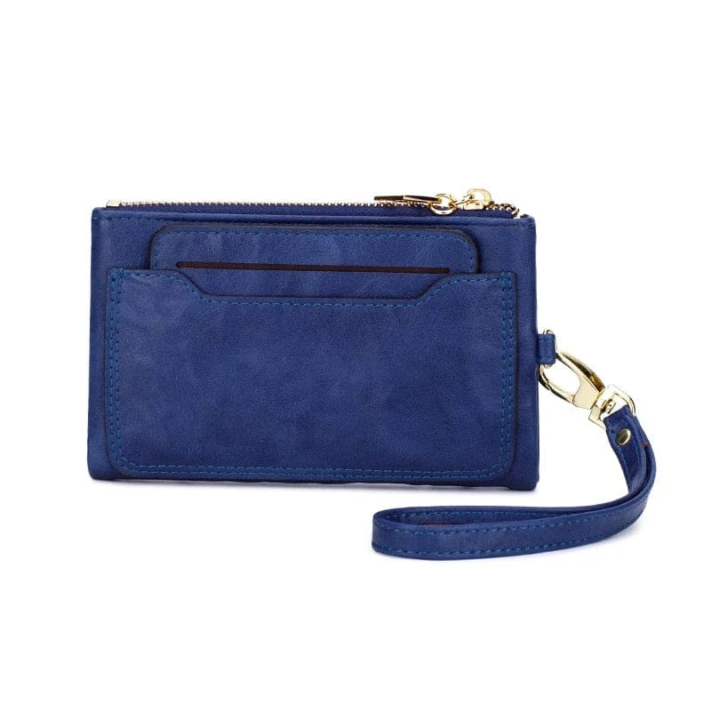 2024 New Women's Wallet Medium Retro Style Zipper Folding Multi Card Large Capacity Handbag Wallet Clip Wrist Strap