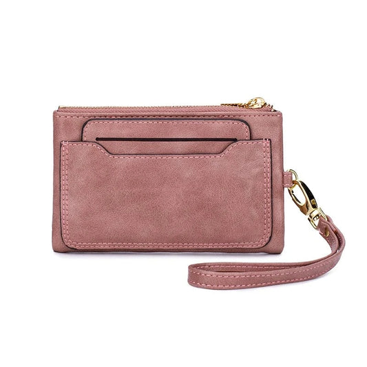 2024 New Women's Wallet Medium Retro Style Zipper Folding Multi Card Large Capacity Handbag Wallet Clip Wrist Strap