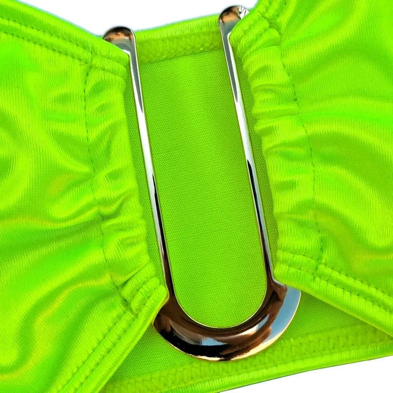2024 Nwt U Ring Low Cut Bandeau Swimwear Bikini Sets High Cut Strapless Swimsuit Summer Beach Bahing Suit