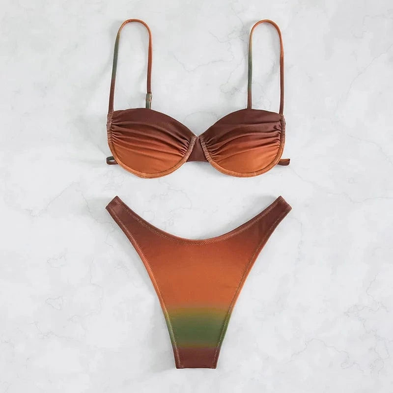 2024 OEM swimwear manufacturer bikini & swimwear hot bikini sexy women Tie Dye Halter Swimsuit High Quality Custom