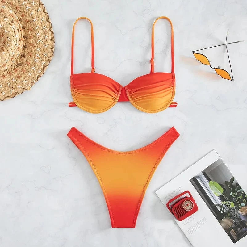 2024 OEM swimwear manufacturer bikini & swimwear hot bikini sexy women Tie Dye Halter Swimsuit High Quality Custom