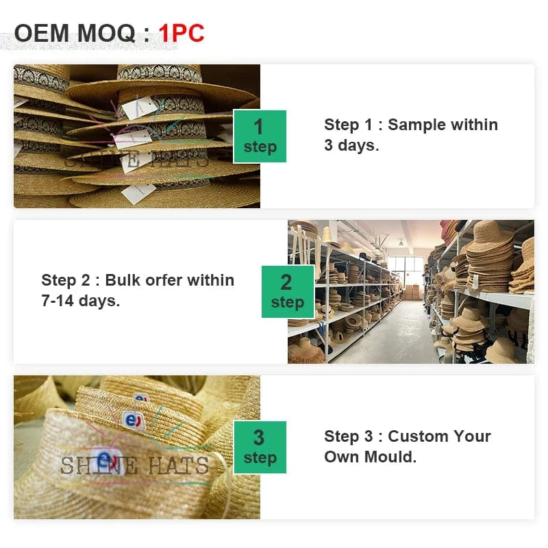 2024 OEM Wholesale Custom Unisex Sun Panama Wide Brim Straw Hats Summer Fedora Hats Women Ladies Chapeau Beach sombreros