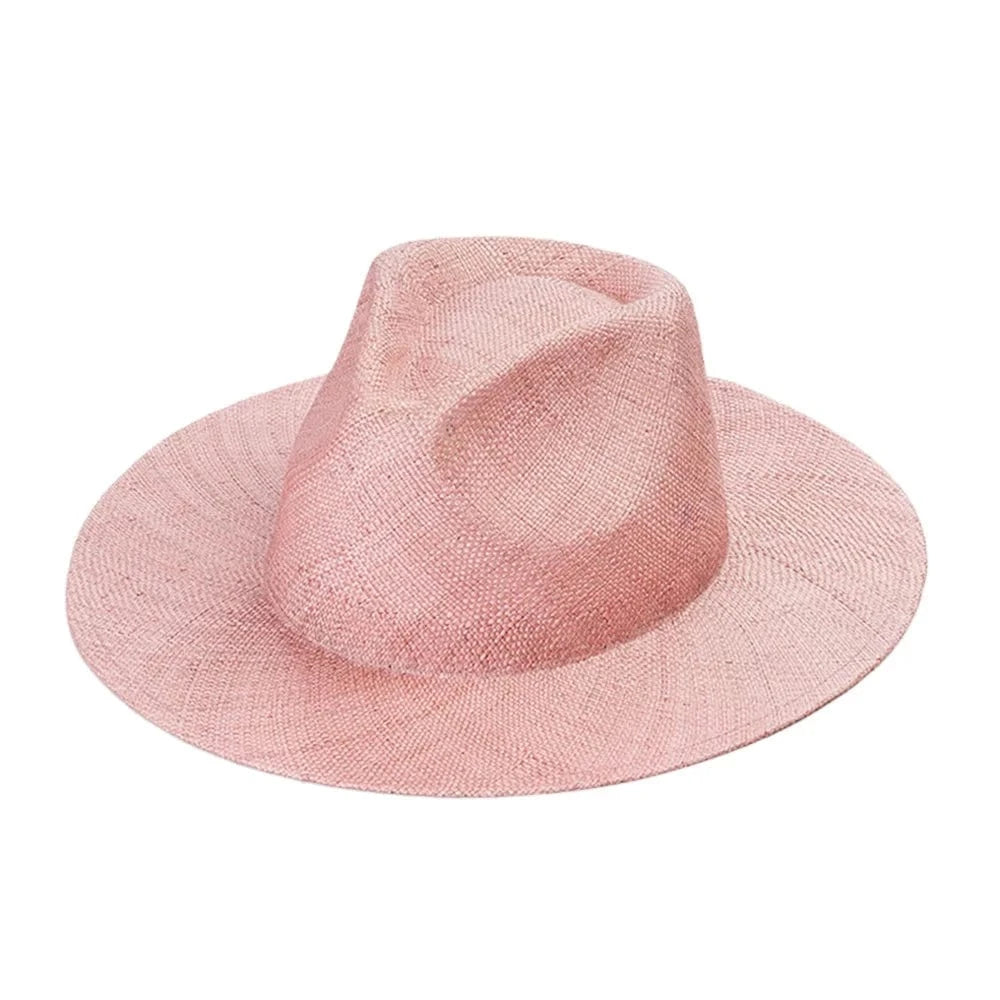 2024 OEM Wholesale Custom Unisex Sun Panama Wide Brim Straw Hats Summer Fedora Hats Women Ladies Chapeau Beach sombreros
