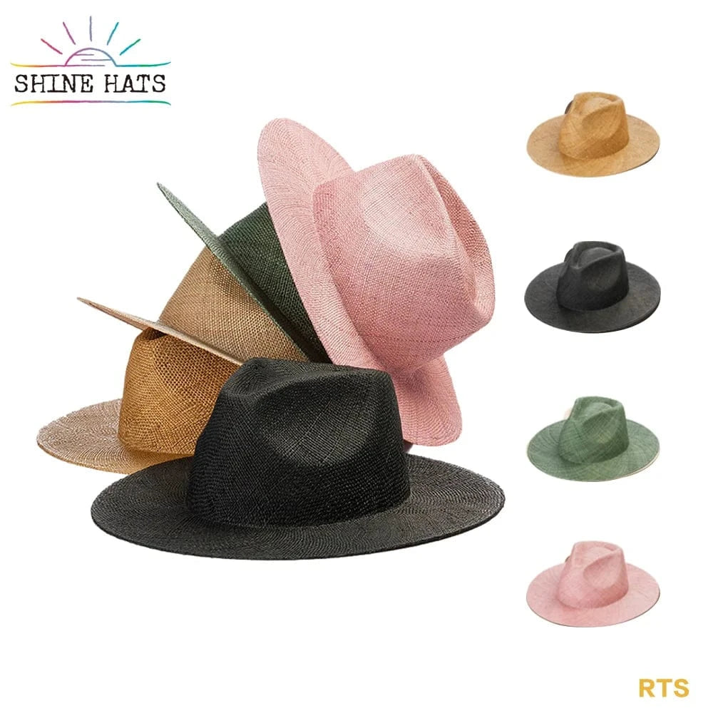 2024 OEM Wholesale Custom Unisex Sun Panama Wide Brim Straw Hats Summer Fedora Hats Women Ladies Chapeau Beach sombreros
