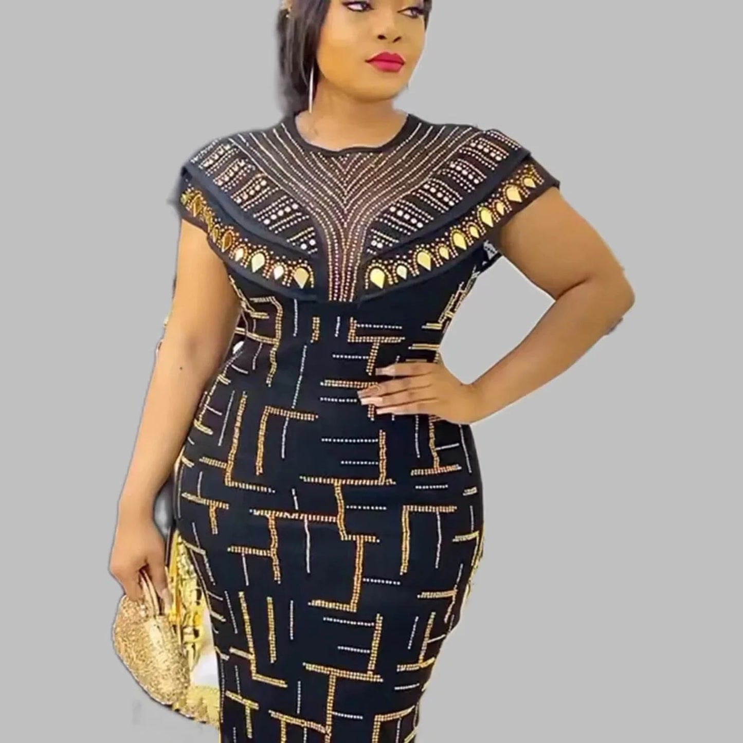 2024 Plus Size African Sequin Maxi Dress for Women Luxury Lady Wedding Evening Dresses Sexy Spring Female Party Bodycon Gown