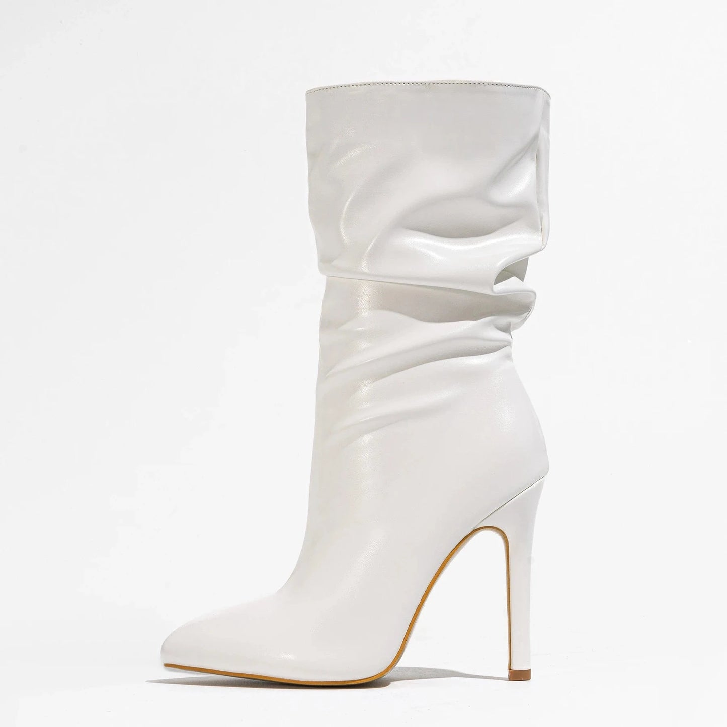 2024 ready stock pointed stiletto short boots Women's European and American catwalk high heel side zipper character bare feet 42