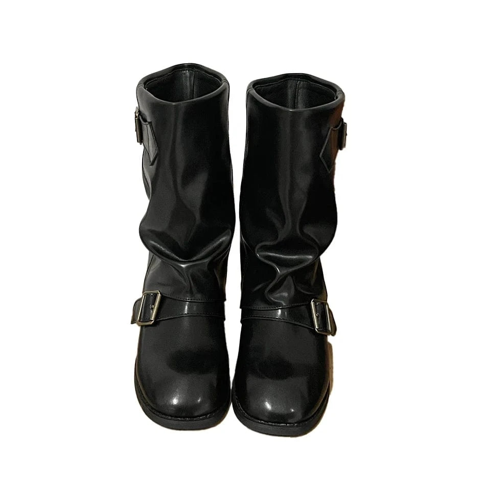 2024 retro Western ox boots Brown fold pile Martin boots locomotive Maillard short boots