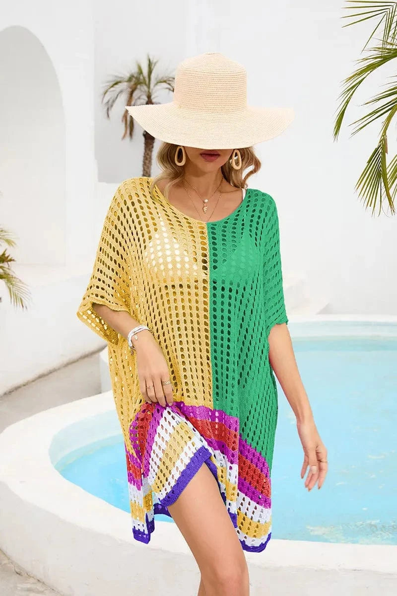 2024 Sexy Hollow Women Knitted Crochet Beach Dress Swimsuit Beachwear Mesh Bikini Cover Up Dresses