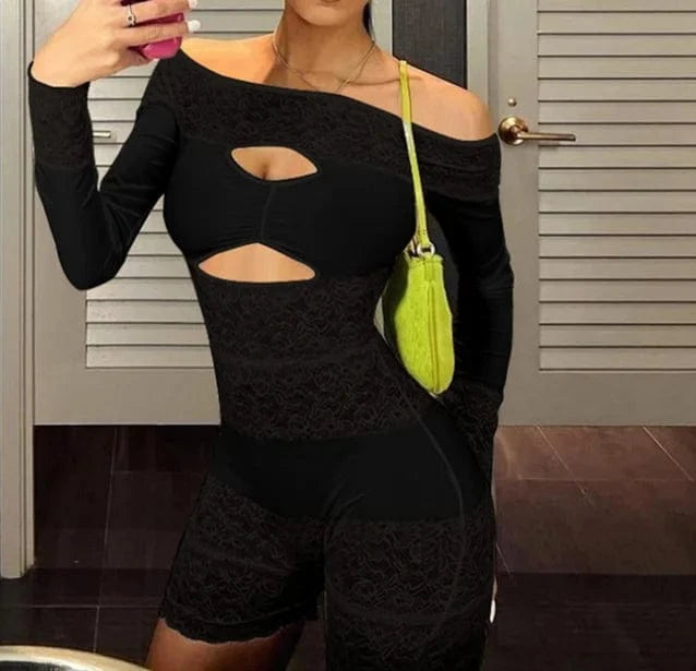 2024 Sexy Romper Women Streetwear Lace Patchwork Jumpsuits