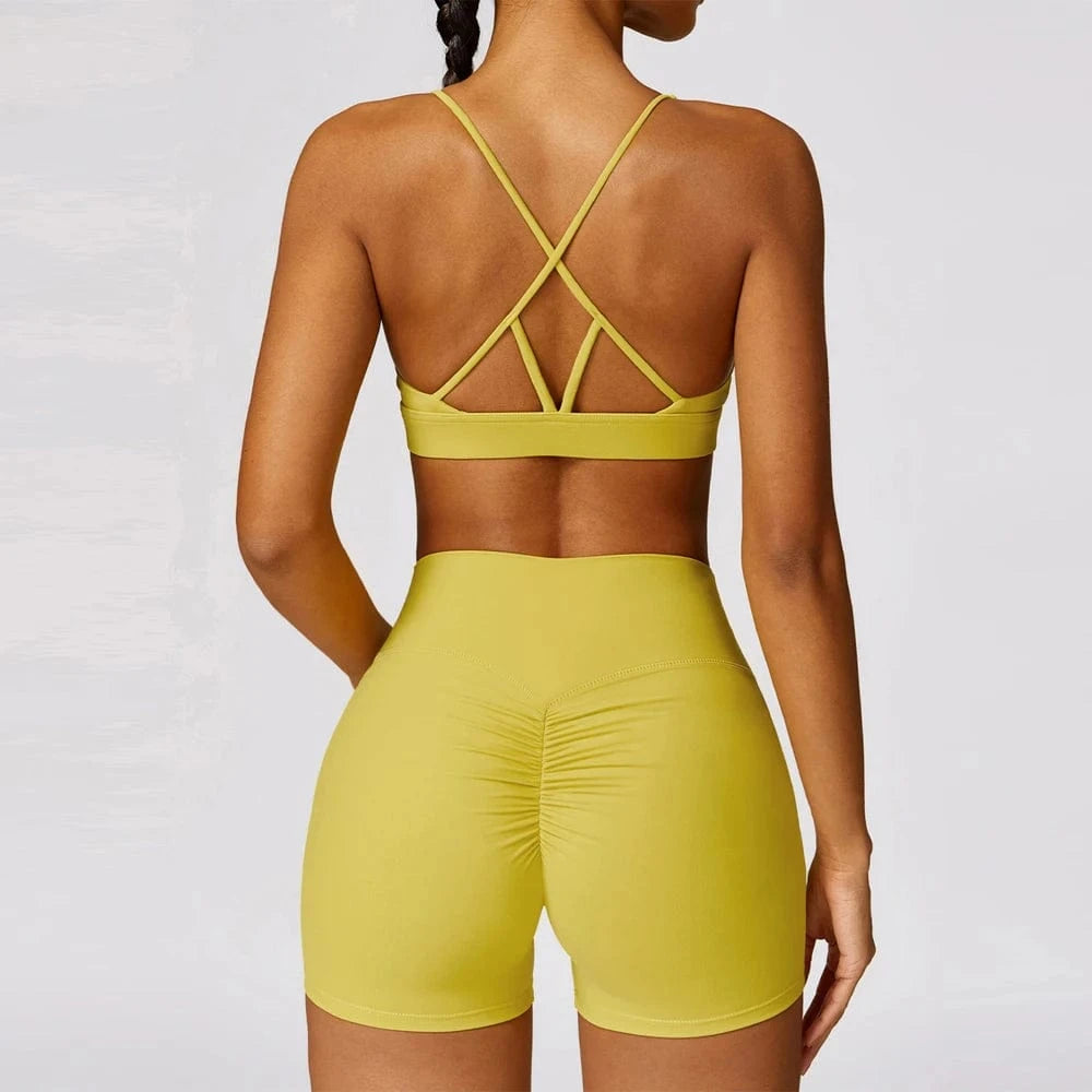 2024 Sexy Women Workout Cross Back Sports Crop Tops Gym Fitness Clothes Sportswear Yoga Bra