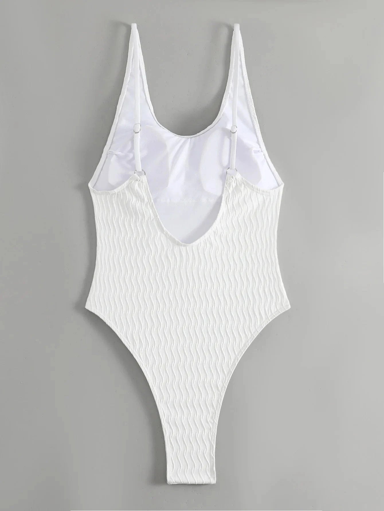 2024 Sexy Wrinkled Backless High Leg Cut Women Swimwear Ribbed One Piece Swimsuit Female Monokini Padded Bather Bathing Suit