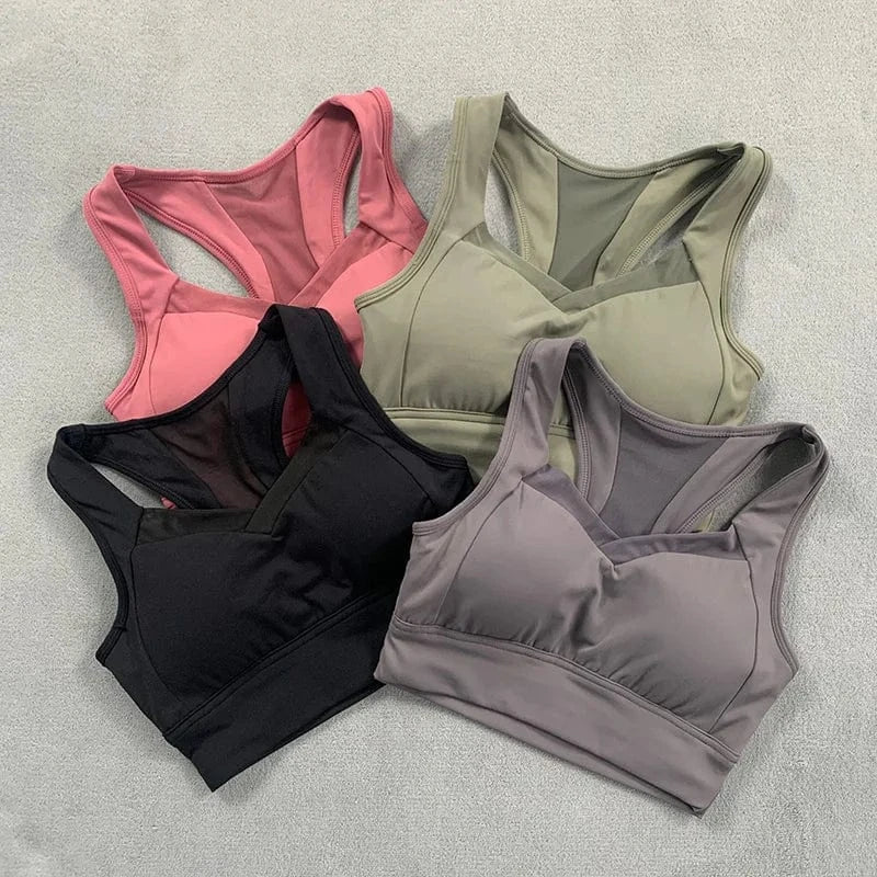 2024 Sports Bra High Impact Support Woman Push-up Sexy Beautiful Back Yoga Padded Crop Top Workout Gym Running Underwear Bra