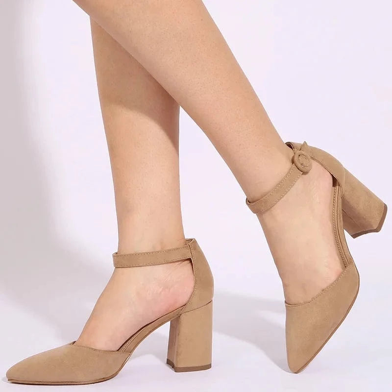 2024 Spot red pointed slope one line belt evening party fashion business commuting mature sexy women high heel sandals