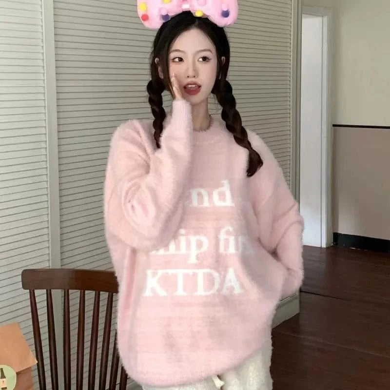 2024 Spring and autumn high quality fashion large size round neck embroidered men's and women's couple letter loose sweater