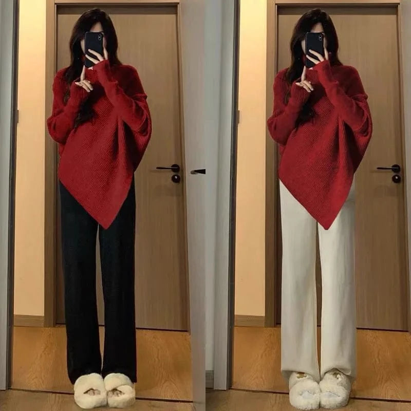 2024 Spring and autumn high-quality fashion women's best-selling solid color long-sleeved turtleneck loose pullover sweater