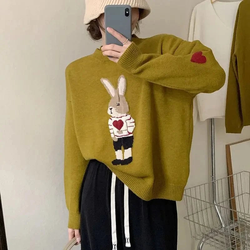 2024 Spring and autumn new arrivals best-selling girls loose crew neck long sleeve fashion women's cartoon printed sweater