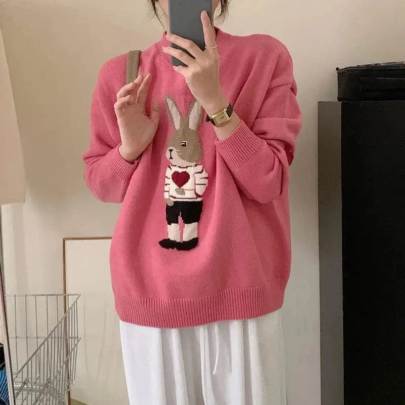 2024 Spring and autumn new arrivals best-selling girls loose crew neck long sleeve fashion women's cartoon printed sweater